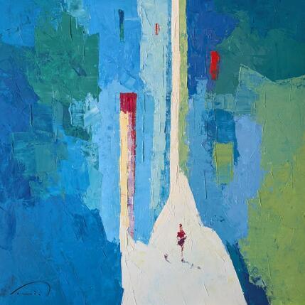 Peinture La ville verte par Tomàs | Tableau Abstrait Huile Scènes de vie, Urbain