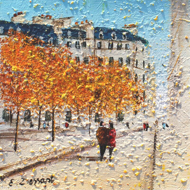 Painting Automne de la place Dauphine by Dessapt Elika | Painting Impressionism Acrylic Sand