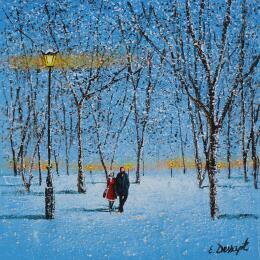 Peinture Notre hiver ensemble par Dessapt Elika | Tableau