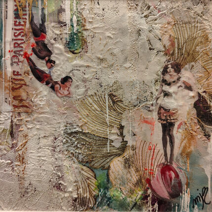 Painting La vie parisienne by Bergeron Marie-Josée | Painting Surrealism Acrylic, Gluing, Oil