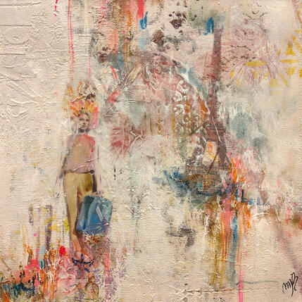Painting Paris pastel by Bergeron Marie-Josée | Painting Surrealism Acrylic, Gluing, Oil Pop icons