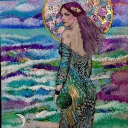Painting Le vent de la mer by Picini Victoria | Painting Figurative Acrylic, Gluing Landscapes