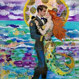 Painting Le baiser by Picini Victoria | Painting Figurative Acrylic, Gluing Landscapes