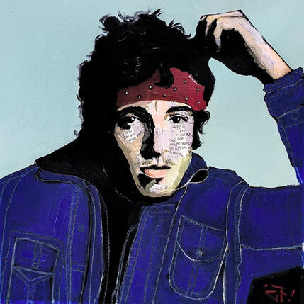 Peinture Bruce Springsteen par G.C.Popartist | Tableau Pop-art Acrylique, Collage, Graffiti Icones Pop