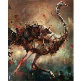 Painting Struthionis by Doudoudidon | Painting Raw art Acrylic Animals