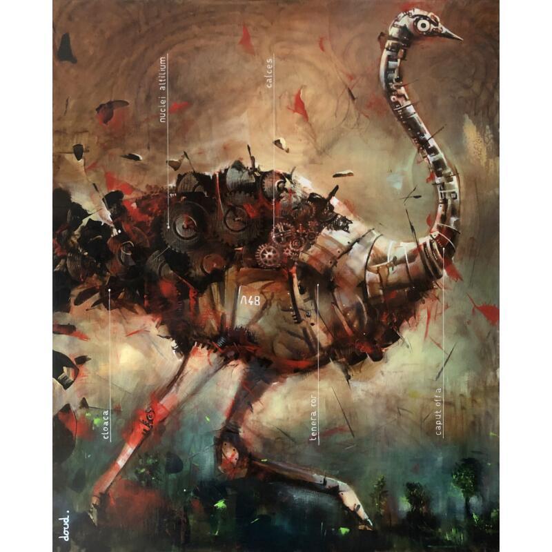 Peinture Struthionis par Doudoudidon | Tableau Art Singulier Acrylique Animaux