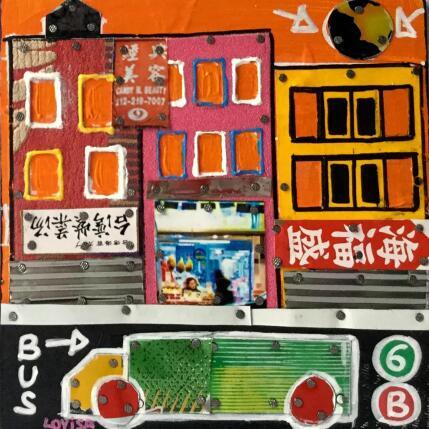 Peinture Sunset in Chinatown par Lovisa | Tableau Pop-art Acrylique, Collage Urbain
