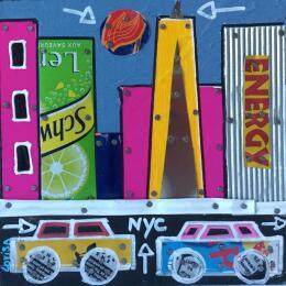 Gemälde Clear Sky von Lovisa | Gemälde Pop-Art Acryl, Collage Urban