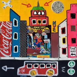 Gemälde Dead! von Lovisa | Gemälde Pop-Art Acryl, Collage Pop-Ikonen, Urban