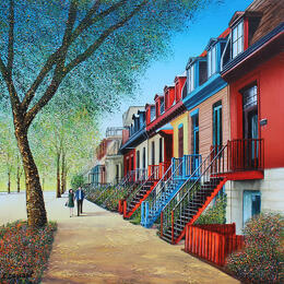 Painting Le printemps marchait avec nous à Montréal by Dessapt Elika | Painting Impressionism Acrylic, Sand