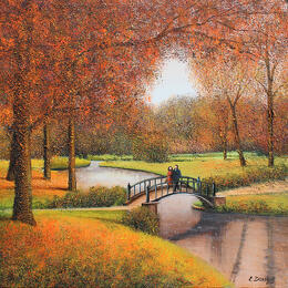 Painting Le pont des souvenirs by Dessapt Elika | Painting Impressionism Acrylic, Sand