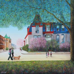 Painting Printemps au Square Saint Louis by Dessapt Elika | Painting Impressionism Acrylic, Sand