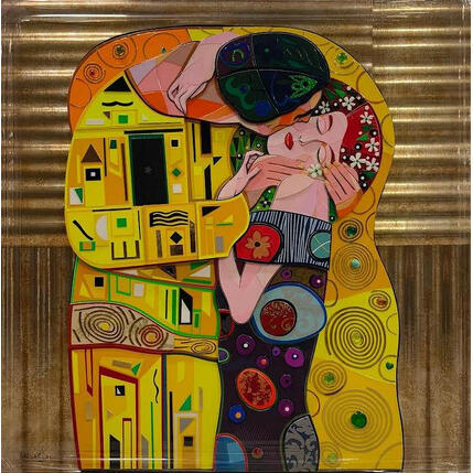 Painting El beso by Hernandez Abelardo | Painting Subject matter Gluing, Upcycling Pop icons