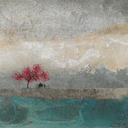 Painting Eloane by Manconi Gil | Painting Subject matter Metal, Upcycling Landscapes