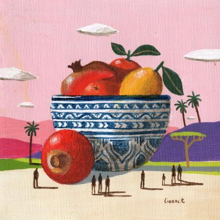 Gemälde Coupe de fruits von Lionnet Pascal | Gemälde Surrealismus Acryl Alltagsszenen, Landschaften, Stillleben