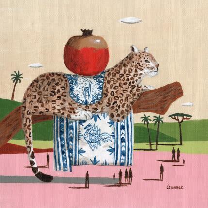 Peinture Léopard à la grenade par Lionnet Pascal | Tableau Surréalisme Acrylique Animaux, Paysages, Scènes de vie