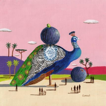 Peinture Paon aux figues par Lionnet Pascal | Tableau Surréalisme Acrylique Animaux, Paysages, Scènes de vie