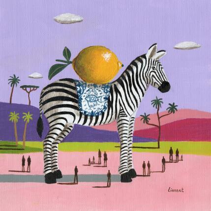 Peinture Zèbre au citron par Lionnet Pascal | Tableau Surréalisme Acrylique Animaux, Paysages, Scènes de vie