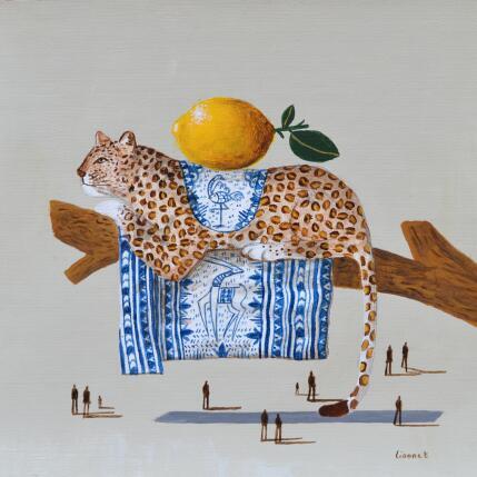 Peinture Léopard au citron par Lionnet Pascal | Tableau Surréalisme Acrylique Animaux, Natures mortes, Scènes de vie