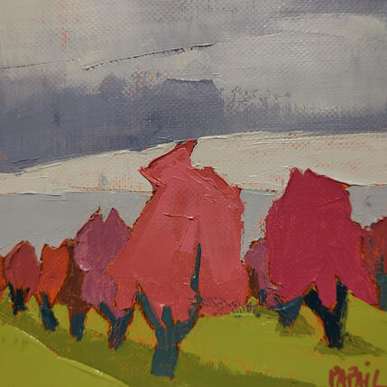 Painting Les amandiers by PAPAIL | Painting Abstract Oil Landscapes