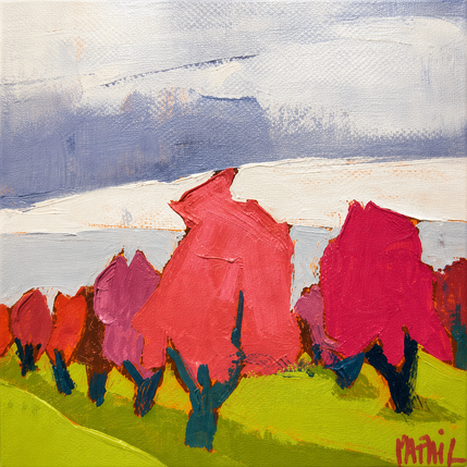 Peinture Les amandiers par PAPAIL | Tableau Abstrait Huile Paysages