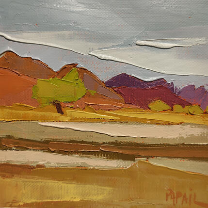 Painting Petit arbre solitaire by PAPAIL | Painting Abstract Oil Landscapes