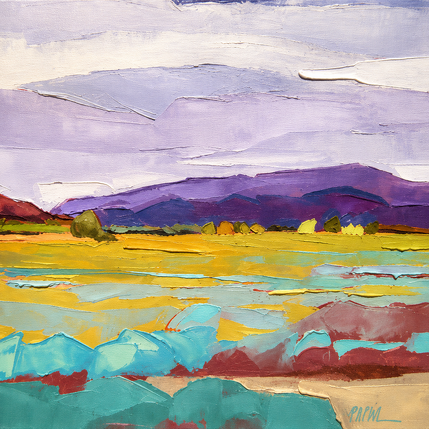 Painting Les lavandes en hiver by PAPAIL | Painting Abstract Oil Landscapes