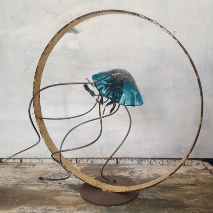 Skulptur Meduse L Capri blue von Eres Nicolas | Skulptur Figurativ Metall Tiere