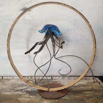 Sculpture Meduse L Aqua marine par Eres Nicolas | Sculpture Figuratif Métal Animaux