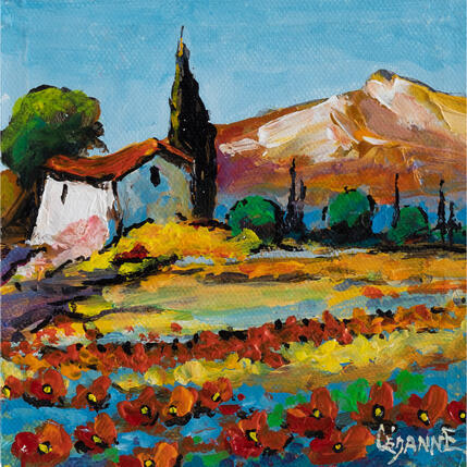 Gemälde Le cabanon aux coquelicots von Cédanne | Gemälde Figurativ Acryl, Öl Landschaften