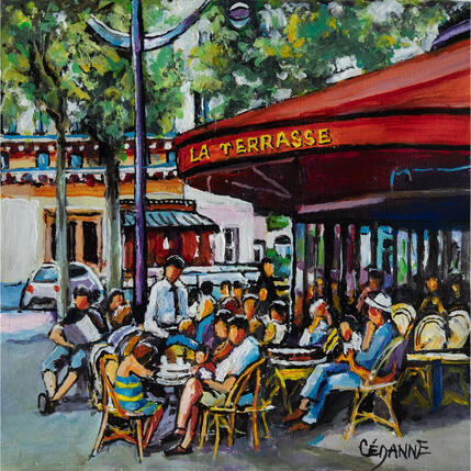 Gemälde On se donne rendez-vous à La Terrasse von Cédanne | Gemälde Figurativ Acryl, Öl Alltagsszenen, Landschaften, Pop-Ikonen, Urban
