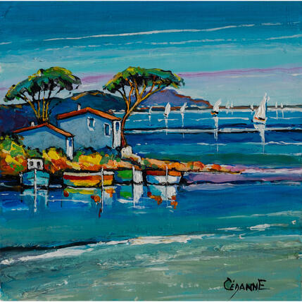 Pintura Les pins méditerranéens por Cédanne | Pintura Figurativo Aceite, Acrílico Marine, Paisajes
