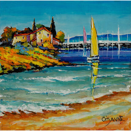 Pintura Voiliers sur la mer por Cédanne | Pintura Figurativo Aceite, Acrílico Marine, Paisajes
