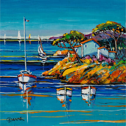 Pintura La côte méditerranéenne ensoleillée por Cédanne | Pintura Figurativo Aceite, Acrílico Marine, Paisajes