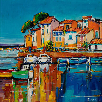 Pintura Reflets sur le petit port por Cédanne | Pintura Figurativo Aceite, Acrílico Marine, Paisajes, Urbano