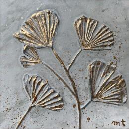 Painting Feuilles de ginkgo dorées by Trébucq Marion  | Painting Figurative Acrylic, Pigments Nature