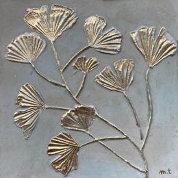 Peinture Feuilles de ginkgo dorées par Trébucq Marion  | Tableau