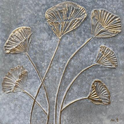Gemälde Fleurs dorées von Trébucq Marion  | Gemälde Figurativ Acryl, Pigmente Natur
