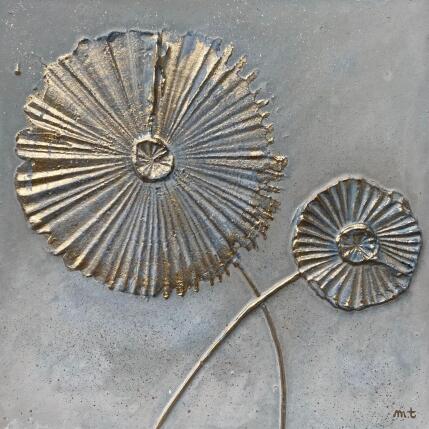 Gemälde Deux fleurs dorées entrelacées von Trébucq Marion  | Gemälde Figurativ Acryl, Pigmente Natur