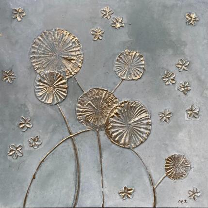 Gemälde Fleurs dorées von Trébucq Marion  | Gemälde Figurativ Acryl, Pigmente Natur