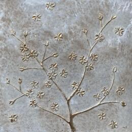 Painting Branche de cerisier en fleurs by Trébucq Marion  | Painting Figurative Acrylic, Pigments Nature