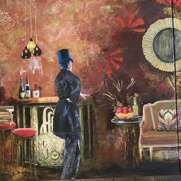 Painting Acte 1 by Romanelli Karine | Painting Figurative Acrylic, Gluing Life style