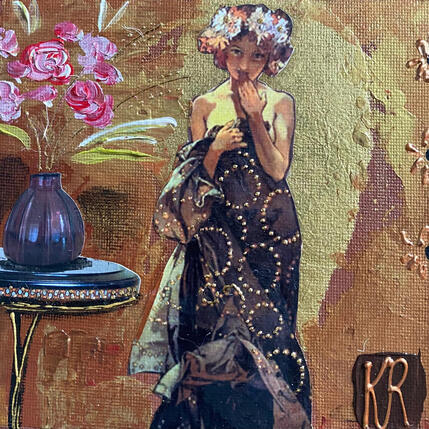 Painting Le bouquet de pivoines by Romanelli Karine | Painting Figurative Acrylic, Gluing Life style