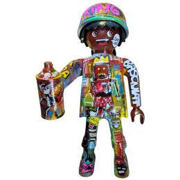 Sculpture PLAYMOBIL XXL BASQUIAT et sa bombe 63cm modèle unique  by Frany La Chipie | Sculpture Pop-art Graffiti, Posca Pop icons
