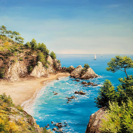Painting Paradise Big Sur by Blandin Magali | Painting Figurative Oil Landscapes