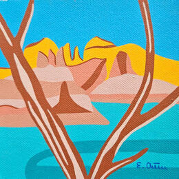 Painting Cible by Emilie Chêne | Painting Figurative Acrylic Landscapes, Minimalist, Nature