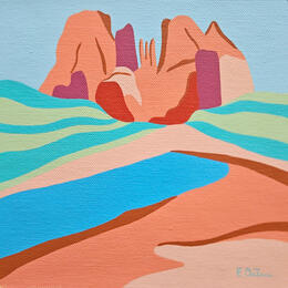 Painting Allée by Emilie Chêne | Painting Figurative Acrylic Landscapes, Minimalist, Nature, Pop icons