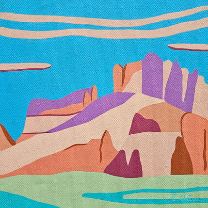 Painting Madeleine by Emilie Chêne | Painting Figurative Acrylic Landscapes, Minimalist, Nature, Pop icons