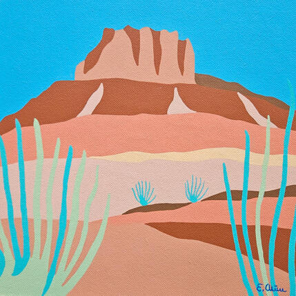 Painting Dessert by Emilie Chêne | Painting Figurative Acrylic Landscapes, Minimalist, Nature