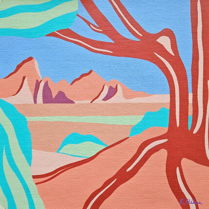 Painting Rest by Emilie Chêne | Painting Figurative Acrylic Landscapes, Minimalist, Nature